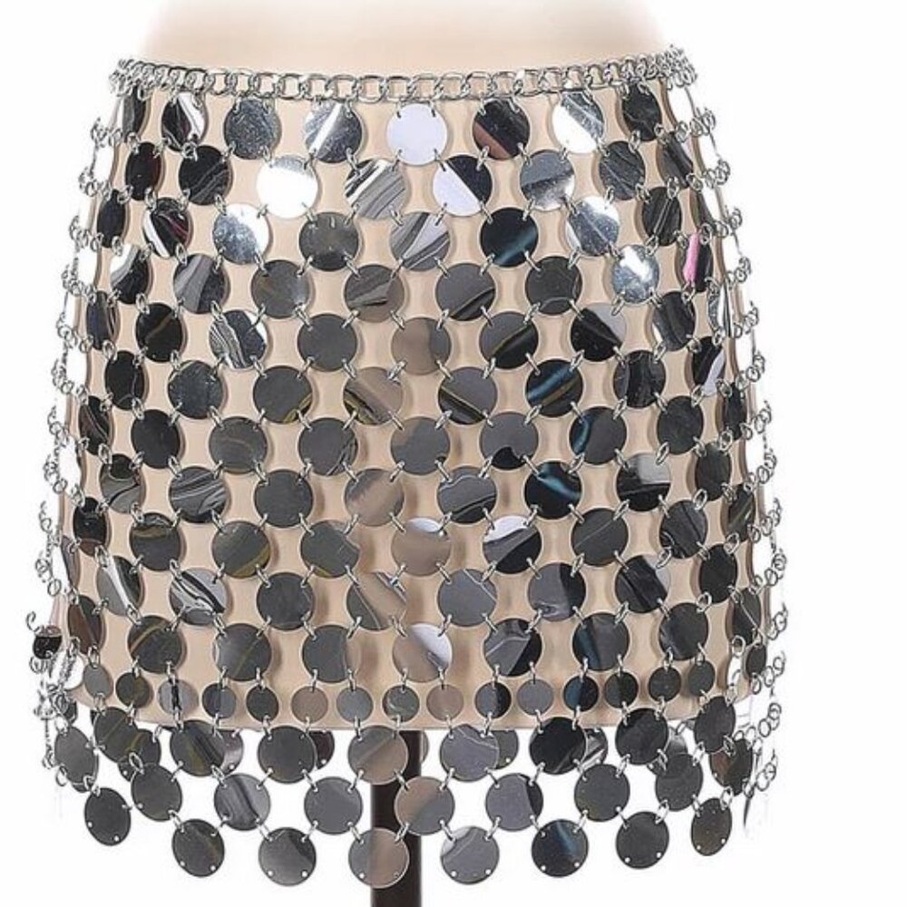 Like NEW~SALE~Disco Fever Silver Paillet/Sequin Mini Skirt